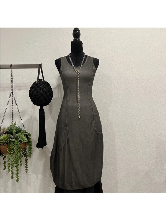 Rundholz Dresses & Skirts - Rundholz Washed Charcoal Architectural Midi Dress M